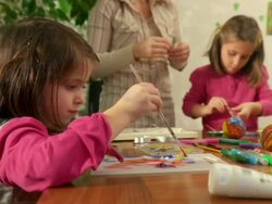 HD: Little Girls Doing Art Stock Footage