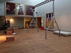 TIME LAPSE: Installation Of Art Work By Artists Francis Bacon and Henry Moore Stock Footage