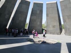 Yerevan, Tsitsernakaberd (Armenain Genocide) memorial to the victims of the Armenian genocide Stock Footage