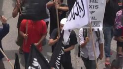 Islamist protesters rally outside embassy against President Obama's visit News Clip