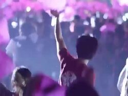 Shot of exciting large group of people at the concert Stock Footage