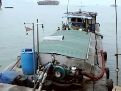 MS Shot of Tanker in Halong Bay / Halong Bay, Vietnam  Stock Footage