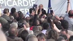 CLEAN : Marine Le Pen in Somme region for final campaign rally News Clip