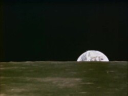Earth rise as seen from the surface of the moon Stock Footage