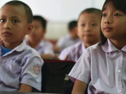 MS SLO MO Children sitting in classroom / Vientiane, Laos Stock Footage