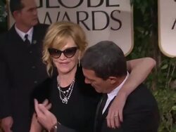 Pedro Almodovar and Antonio Banderas at 69th Annual Golden Globe Awards - Arrivals on January 15, 2012 in Beverly Hills, California Stock Footage