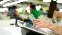 Tablet buying Stock Footage