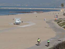 CYCLE PATH DOCKWEILER STATE BEACH Stock Footage