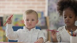 Arts and Crafts in Sunday School Stock Footage