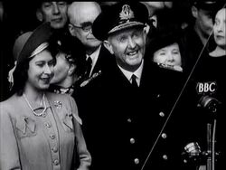 PRINCESS LAUNCHES HMS ? (This is Vanguard) - News Clip