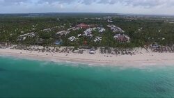 Aerial (drone) view of beach coastline and Caribbean Sea Stock Footage