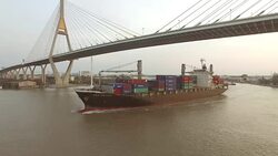 Industrial shipping port in Bangkok, Thailand Stock Footage