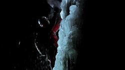 Night time ice climbing Stock Footage