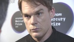 INTERVIEW - Michael C. Hall on singing a song by David Bowie, on talking to him, on bringing his play to London at Hyundai Mercury Prize at Eventim Apollo on September 15, 2016 in London, England. Stock Footage