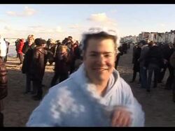 CLEAN: Icy New Year dip in northern France News Clip