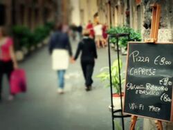 Restaurant Menu on the Street in Rome Video HD Stock Footage