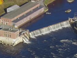 WS ARIEAL View of Veazie Dam / Maine, United States Stock Footage