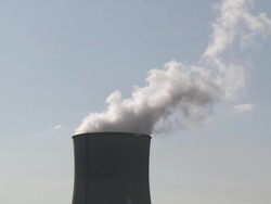 CU View of nuclear power plant / Cattenom, Lorraine, France Stock Footage