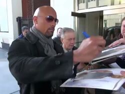 Dwayne 'The Rock' Johnson at the 'CBS This Morning' show studio in New York on 2/9/2012 (Footage by WireImage Video/Getty Images Entertainment Video) Stock Footage