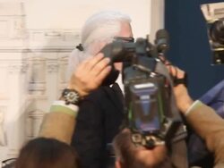 Karl Lagerfeld at 'Fendi for Fountains' Press Conference at Campidoglio on January 28, 2013 in Rome, Italy. (Footage by WireImage Video/Getty Images) Stock Footage