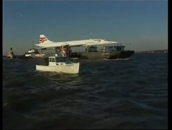 Concorde arives at museum after journey on river barge News Clip
