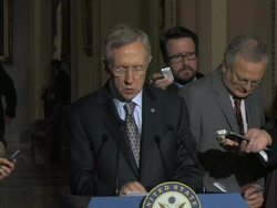 MS Sen Harry Reid speaking about government decision  at stand up press availability in Ohio Clock Corrido Audio / Washington, DC, United States Stock Footage