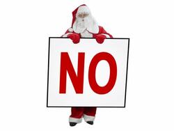 Santa Claus holds 3 signs: NO, MAYBE, YES Stock Footage