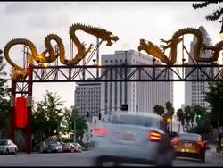 Dragon gate entrance to Chinatown Los Angeles Stock Footage