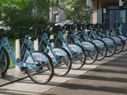 MS Bike share station Stock Footage