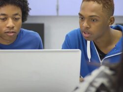 Students with Laptop Computer in Classroom Stock Footage
