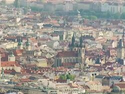 WS AERIAL View of church in city / Prague, Czech Republic Stock Footage