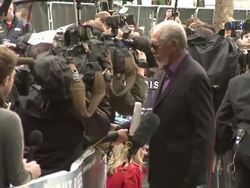 Morgan Freeman at  The Dark Knight Rises: European Premiere at Leicester Square on July 18, 2012 in London, England (Footage by WireImage Video/Getty Images) Stock Footage