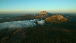 The peaks of Lassen Volcanic National Park, California, at sunset. Stock Footage