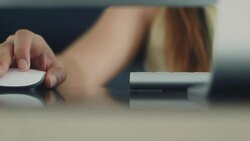 Business Woman Working at a computer Stock Footage