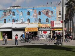 VENICE RECONSTITUTED MURAL AND BOARDWALK Stock Footage