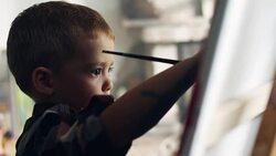 Little boy painting Stock Footage