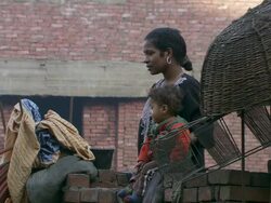MS Shot of woman standing with child / Tokyo, Japan Stock Footage