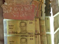 Merit by money in temple Stock Footage