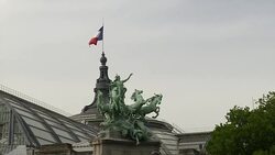 French Flag on top of the Grand Palais in Paris News Clip
