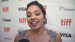 EXCLUSIVE INTERVIEW - Gina Rodriguez on the 'Deepwater Horizon' red carpet at Toronto International Film Festival 2016 Stock Footage