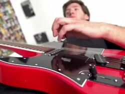 Playing electric guitar Stock Footage