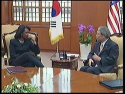 Rice meeting SKorean FM Yu Myung-hwan, protest News Clip