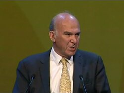 Vince Cable, Liberal Democrat Chancellor, speech to the Liberal Democrat Party Conference 2009 Stock Footage