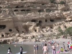 Matala Beach, Crete Island, Greece Stock Footage