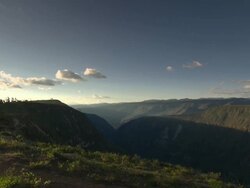 "Large valley in Amazonas region of Peru [PerÃƒÂº], with blue skies and mountain range in b/g." Stock Footage
