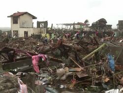 Typhoon Haiyan Storm Surge Destruction In Tacloban City Stock Footage