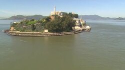 San Francisco Bay surrounds Alcatraz Island. Stock Footage