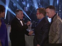 Robert De Niro, Elton John, and David Furnish at the Elton John AIDS Foundation Presents 22nd Annual Academy Awards Viewing Party Sponsored By Chopard, Neuro Drinks And Wells Fargo Stock Footage