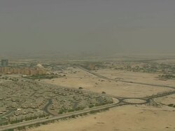 WS AERIAL ZI View of city with mobile tower / Qatar Stock Footage