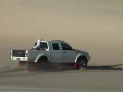MS POV Rally car crossing northeast dunes  / Luis Correa, Piaui, Brasil Stock Footage